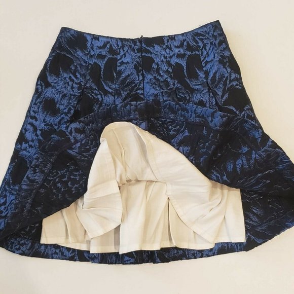 OSCAR DE LA RENTA SKIRT 10A METALLIC BLUE WITH POCKETS - Picture 2 of 5